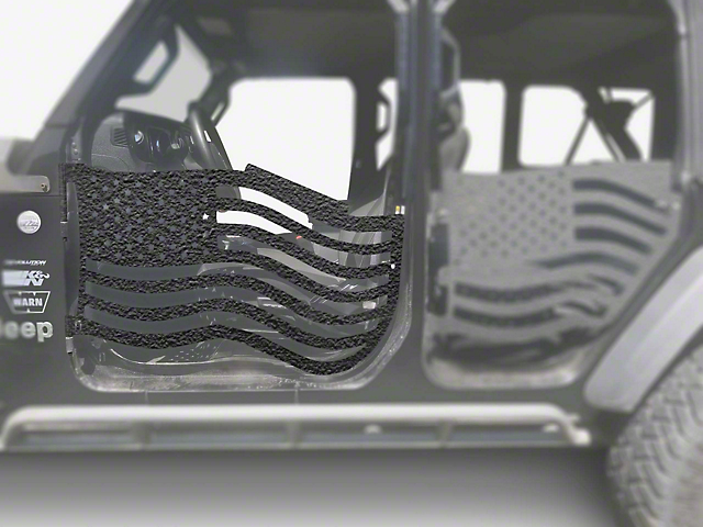 Steinjager Premium American Flag Front Trail Doors; Texturized Black (20-23 Jeep Gladiator JT)