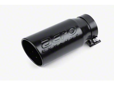 Aero Exhaust Rolled Edge Angle Cut Exhaust Tip; 5-Inch; Black (Fits 4-Inch Tailpipe)