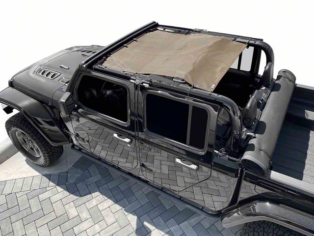 Steinjager Teddy Top Solar Screen Cover; Tan (20-24 Jeep Gladiator JT)