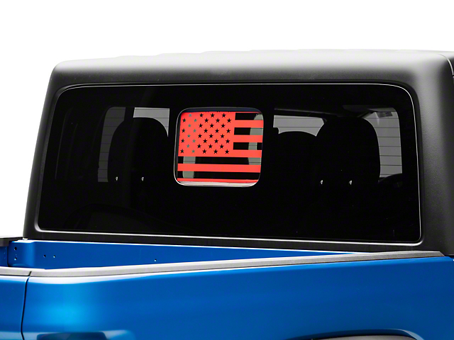 SEC10 Middle Window American Flag Decal; Red (20-22 Jeep Gladiator JT)