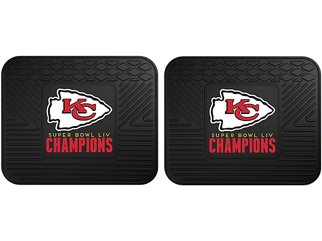 Molded Rear Floor Mats with Kansas City Chiefs Logo (Universal; Some Adaptation May Be Required)