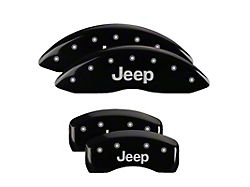 MGP Brake Caliper Covers with Jeep Logo; Black; Front and Rear (20-24 Jeep Gladiator JT)