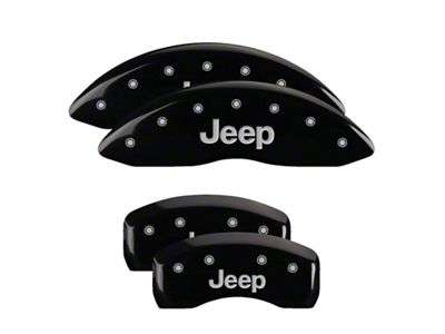MGP Black Caliper Covers with Jeep Logo; Front and Rear (20-23 Jeep Gladiator JT)