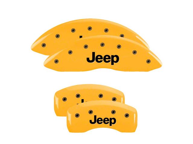 MGP Brake Caliper Covers with Jeep Logo; Yellow; Front and Rear (20-24 Jeep Gladiator JT)