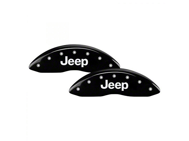 MGP Black Caliper Covers with Jeep Grille Logo; Front and Rear (20-23 Jeep Gladiator JT)