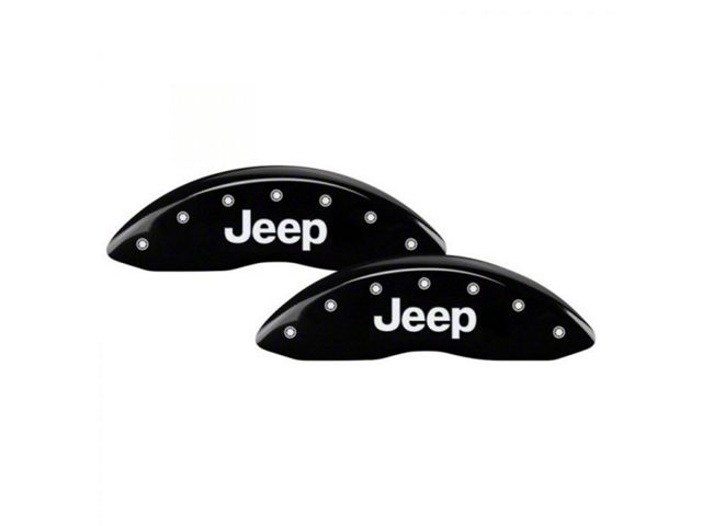 MGP Brake Caliper Covers with Jeep Grille Logo; Black; Front and Rear (20-24 Jeep Gladiator JT)
