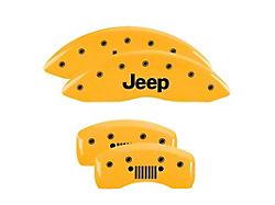 MGP Yellow Caliper Covers with Jeep Grille Logo; Front and Rear (20-23 Jeep Gladiator JT)
