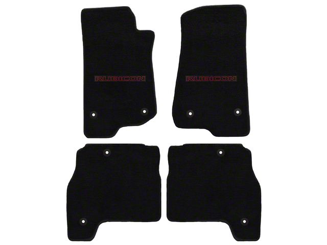 Lloyd All-Weather Carpet Front and Rear Floor Mats with Red and Black Rubicon Logo; Black (20-23 Jeep Gladiator JT)