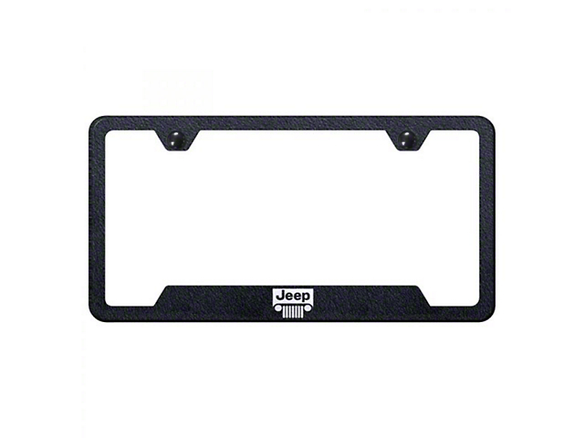 Jeep Grille License Plate Frame; Rugged Black (Universal; Some Adaptation May Be Required)