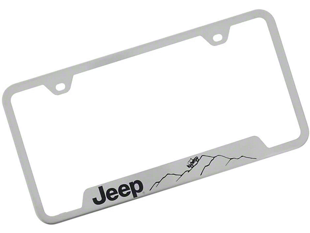Jeep Mountain License Plate Frame; Brushed Stainless (Universal; Some Adaptation May Be Required)