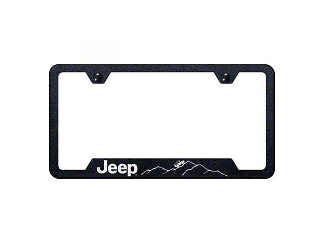 Jeep Mountain License Plate Frame; Rugged Black (Universal; Some Adaptation May Be Required)