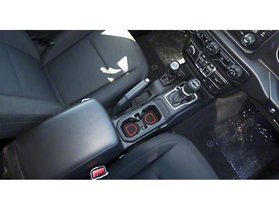 Jeep Wrangler Interior Cup Holder Foam Inserts; 3-Piece Kit; Black/Red  (18-23 Jeep Wrangler JL) - Free Shipping