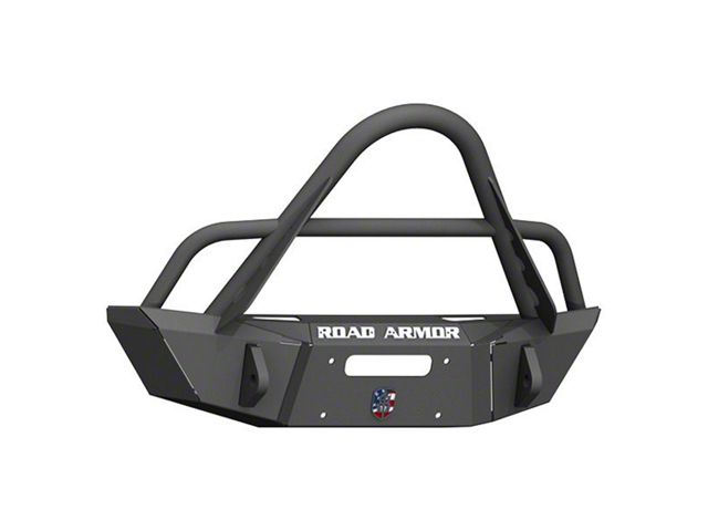 Road Armor Stealth Winch Competition Cut Front Bumper with Stinger Guard; Textured Black (07-18 Jeep Wrangler JK)