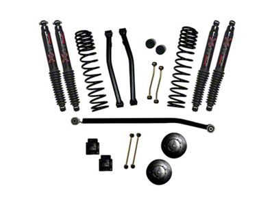 SkyJacker 3.50-Inch Dual Rate Long Travel Suspension Lift Kit with Rear Coil Spring Spacers and Black MAX Shocks (21-24 3.0L EcoDiesel Jeep Gladiator JT Rubicon)