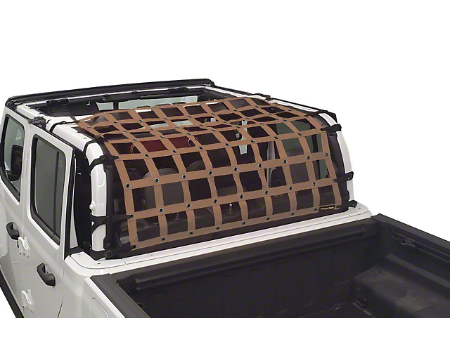 Dirty Dog 4x4 Rear Seat Netting; Sand (20-22 Jeep Gladiator JT)