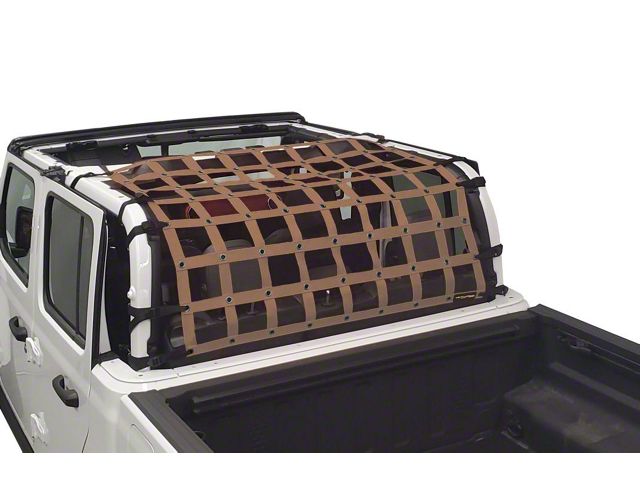 Dirty Dog 4x4 Rear Seat Netting; Sand (20-24 Jeep Gladiator JT)