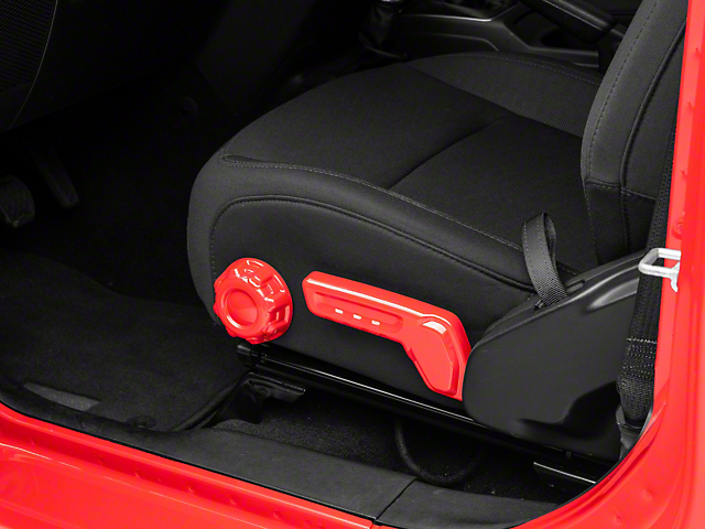 RedRock Driver Side Seat Height and Lumbar Adjustment Covers; Red (20-23 Jeep Gladiator JT)