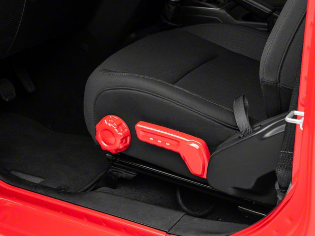 RedRock Driver Side Seat Height and Lumbar Adjustment Covers; Red (20-24 Jeep Gladiator JT)