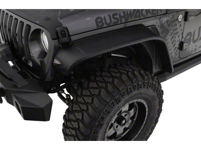 Bushwacker Flat Style Fender Flares; Front; Textured Black (20-24 Jeep Gladiator JT)