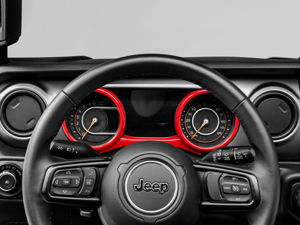 RedRock Jeep Gladiator Gauge Cluster Trim; Red J143370 (20-24 Jeep ...