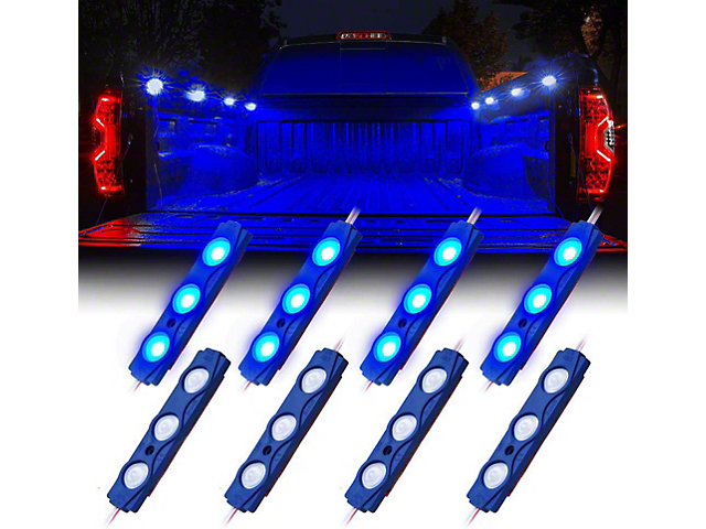 8-LED Rock Light Pod Truck Bed Lighting Kit; Blue (Universal; Some Adaptation May Be Required)