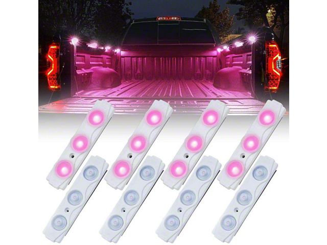 8-LED Rock Light Pod Truck Bed Lighting Kit; Pink (Universal; Some Adaptation May Be Required)