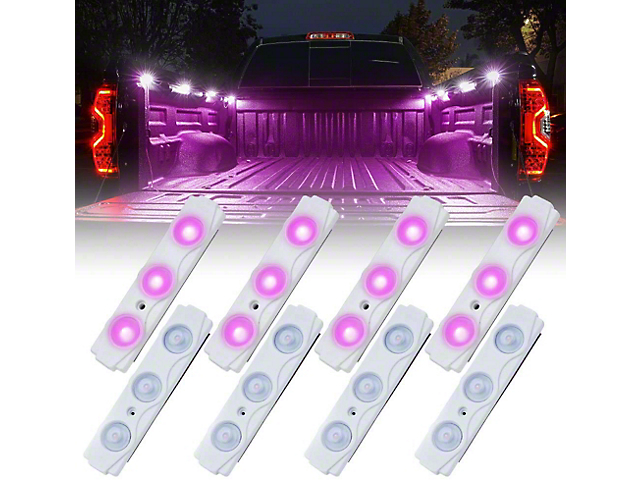 8-LED Rock Light Pod Truck Bed Lighting Kit; Purple (Universal; Some Adaptation May Be Required)
