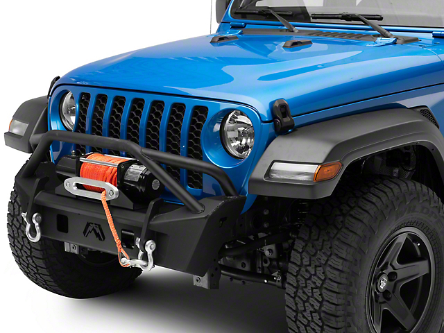 Fab Fours Stubby Front Bumper with Pre-Runner Guard; Matte Black (20-23 Jeep Gladiator JT)