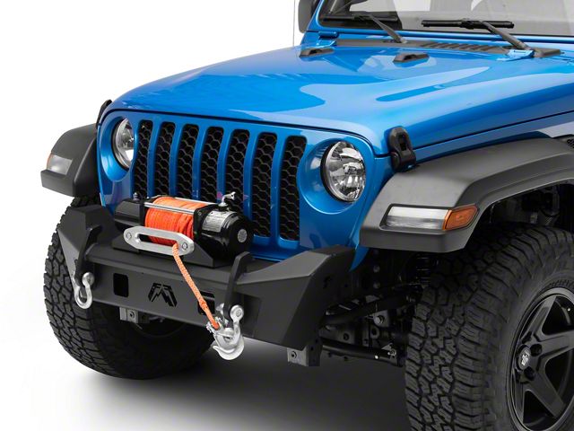 Fab Fours Stubby Front Bumper; without Guard; Matte Black (20-24 Jeep Gladiator JT)