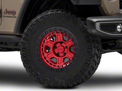 Black Rhino Reno Candy Red with Black Bolts Wheel; 17x9 (20-23 Jeep Gladiator JT)