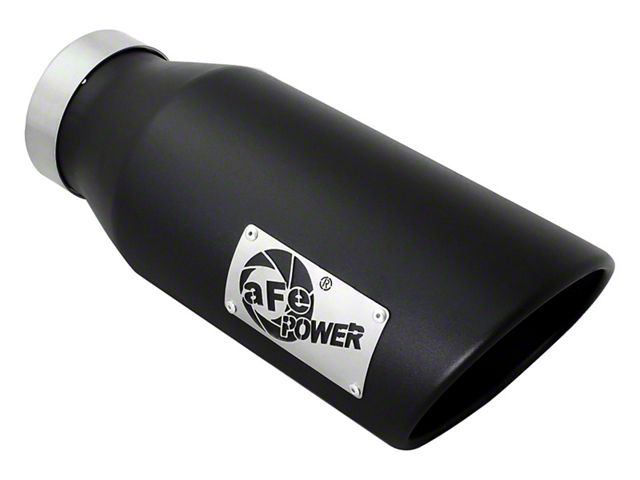 AFE MACH Force-XP 409 Stainless Steel Exhaust Tip; 6-Inch; Black; Passenger Side (Fits 4-Inch Tailpipe)