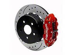 Wilwood Forged Narrow Superlite 4R Rear Big Brake Kit with 14-Inch Drilled and Slotted Rotors for OE Parking Brake; Red Calipers (20-22 Jeep Gladiator JT)