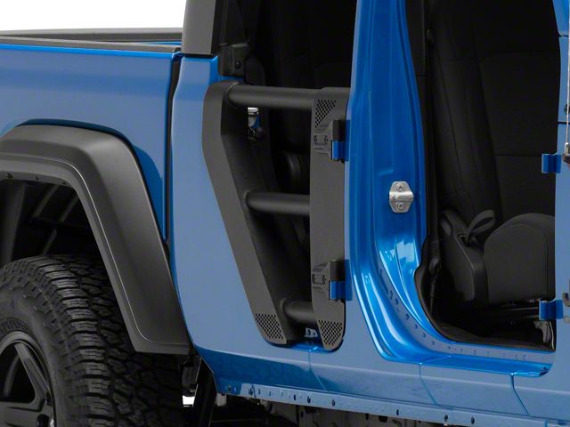 Go Rhino Trailline Rear Tube Doors; Textured Black (20-24 Jeep Gladiator JT)