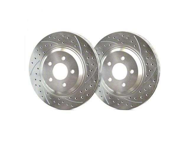 SP Performance Double Drilled and Slotted Rotors with Silver Zinc Plating; Front Pair (18-24 Jeep Wrangler JL w/ 342mm Vented Rear Rotors)