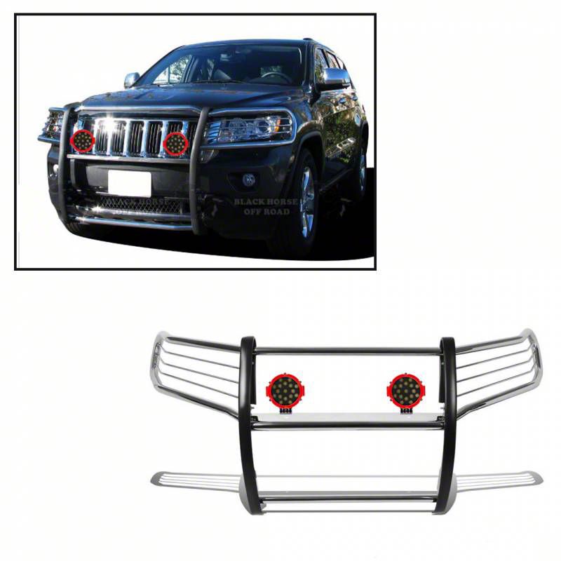 Jeep Grand Cherokee Grille Guard with 7Inch Red Round LED Lights