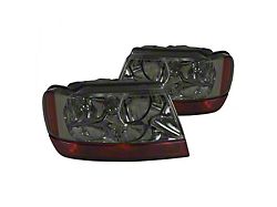 Factory Style Crystal Headlights; Chrome Housing; Smoked Lens (99-04 Jeep Grand Cherokee WJ)