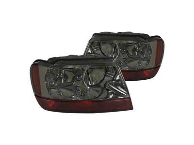 Factory Style Crystal Headlights; Chrome Housing; Smoked Lens (99-04 Jeep Grand Cherokee WJ)