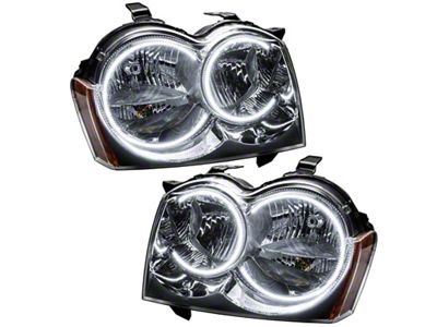 Oracle OE Style Headlights with White LED Halos; Chrome Housing; Clear Lens (05-07 Jeep Grand Cherokee WK w/ Factory Halogen Headlights)