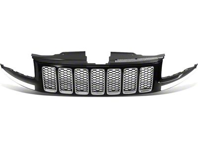 Honeycomb Mesh Style Upper Replacement Grille with LED DRL Lights; Matte Black (14-16 Jeep Grand Cherokee WK2)