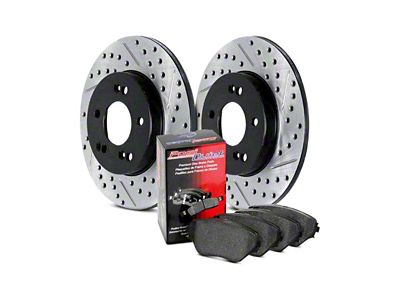 StopTech Street Axle Drilled and Slotted Brake Rotor and Pad Kit; Rear (99-04 Jeep Grand Cherokee WJ)