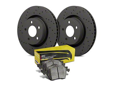 Hawk Performance Talon Cross-Drilled and Slotted Brake Rotor and Ceramic Pad Kit; Front (13-15 Jeep Grand Cherokee WK2 w/ Vented Rear Rotors, Excluding SRT)
