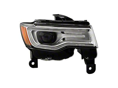OEM Style Headlight; Black Housing; Clear Lens; Passenger Side (17-21 Jeep Grand Cherokee WK2 w/ Factory HID Headlights)
