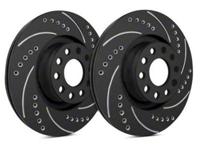 SP Performance Cross-Drilled and Slotted Rotors with Black ZRC Coated; Front Pair (05-10 Jeep Grand Cherokee WK, Excluding SRT8)