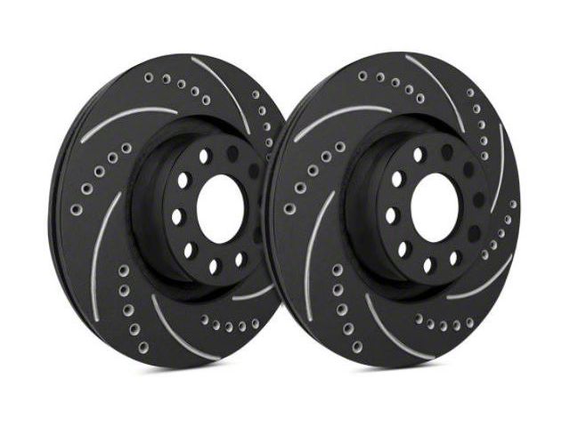 SP Performance Cross-Drilled and Slotted Rotors with Black ZRC Coated; Front Pair (11-21 Jeep Grand Cherokee WK2 w/ Solid Rear Rotors, Excluding SRT, SRT8 & Trackhawk)