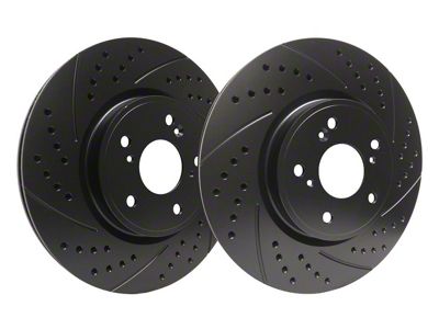 SP Performance Double Drilled and Slotted Rotors with Black ZRC Coated; Front Pair (11-21 Jeep Grand Cherokee WK2 w/ Solid Rear Rotors, Excluding SRT, SRT8 & Trackhawk)