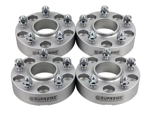 Supreme Suspensions 1.25-Inch PRO Billet 5 x 114.3mm to 5 x 127mmWheel Adapters; Silver; Set of Four (93-98 Jeep Grand Cherokee ZJ)
