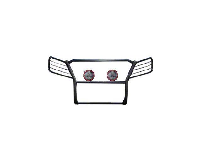 Modular Grille Guard with 5.30-Inch Red Round Flood LED Lights; Black (05-10 Jeep Grand Cherokee WK)