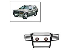 Modular Grille Guard with 5.30-Inch Red Round Flood LED Lights; Black (99-04 Jeep Grand Cherokee WJ)
