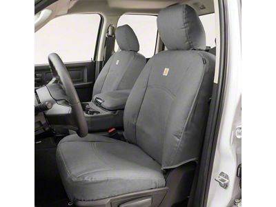 Covercraft Carhartt PrecisionFit Custom Front Row Seat Covers; Gravel (22-24 Jeep Grand Cherokee WL w/ Length-Adjustable Seat Cushions)
