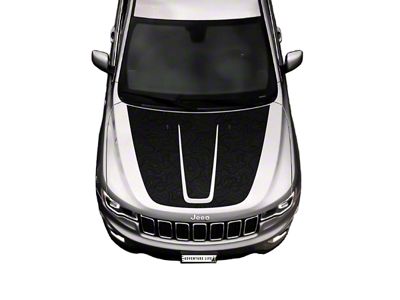 Hood Graphic with Washer Nozzle Cutouts; Matte Black (11-21 Jeep Grand Cherokee WK2, Excluding Trackhawk)